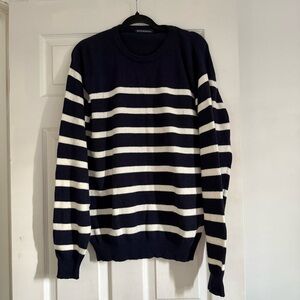 BRANDY MELVILLE Striped Crewneck Sweater - Navy & White